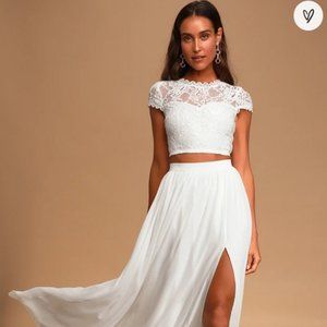 Sweet Stunner White Lace Two-Piece Maxi Dress